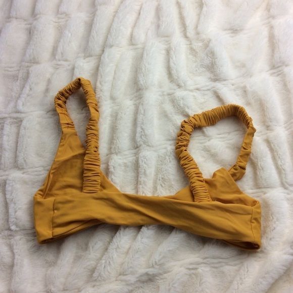 NWOT Ayra Swim Mimosa center knit ruched strap bikini top 12262 - Picture 5 of 7